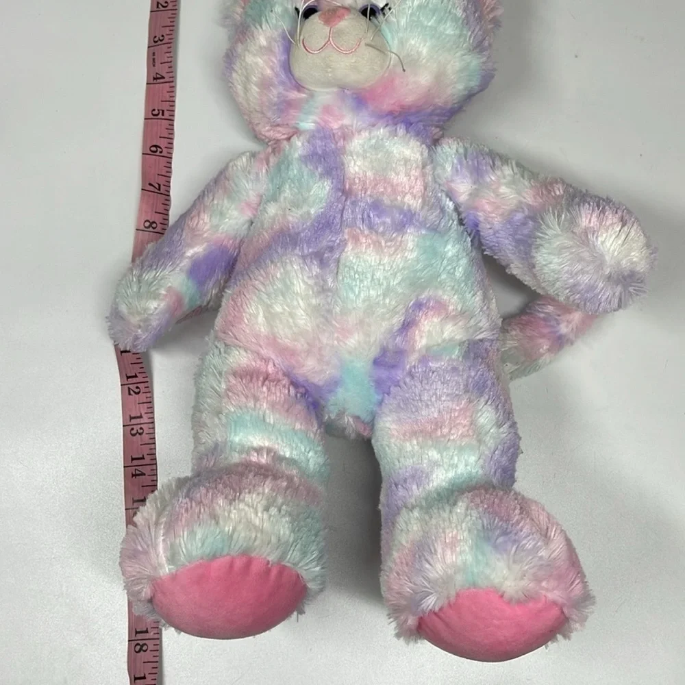 Build a Bear Rainbow Pastel Tie Dye Kitty Cat Plush ~18